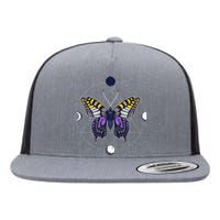 N.O.N.B..I.N.A.R.Y Butterfly Enby Pride Flag Lgbt Subtle Flat Bill Trucker Hat