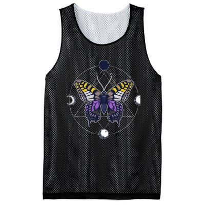 N.O.N.B..I.N.A.R.Y Butterfly Enby Pride Flag Lgbt Subtle Mesh Reversible Basketball Jersey Tank