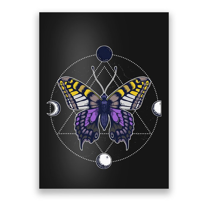 N.O.N.B..I.N.A.R.Y Butterfly Enby Pride Flag Lgbt Subtle Poster