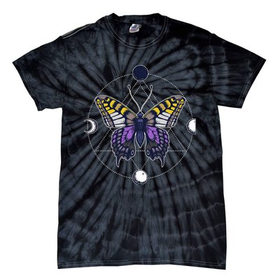 N.O.N.B..I.N.A.R.Y Butterfly Enby Pride Flag Lgbt Subtle Tie-Dye T-Shirt