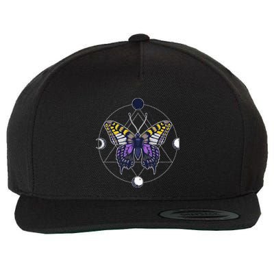 N.O.N.B..I.N.A.R.Y Butterfly Enby Pride Flag Lgbt Subtle Wool Snapback Cap