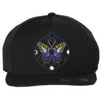 N.O.N.B..I.N.A.R.Y Butterfly Enby Pride Flag Lgbt Subtle Wool Snapback Cap