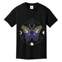 N.O.N.B..I.N.A.R.Y Butterfly Enby Pride Flag Lgbt Subtle Kids T-Shirt
