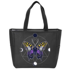 N.O.N.B..I.N.A.R.Y Butterfly Enby Pride Flag Lgbt Subtle Zip Tote Bag