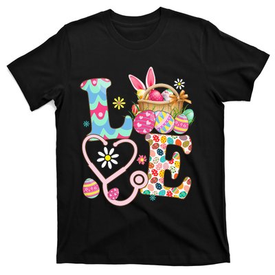 Nurse Bunny Easter Day Love Stethoscope Scrub T-Shirt