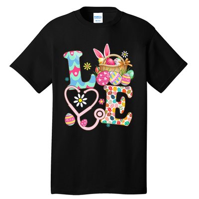 Nurse Bunny Easter Day Love Stethoscope Scrub Tall T-Shirt