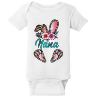 Nana Bunny Ears Easter Day Cute Leopard Print Floral Baby Bodysuit