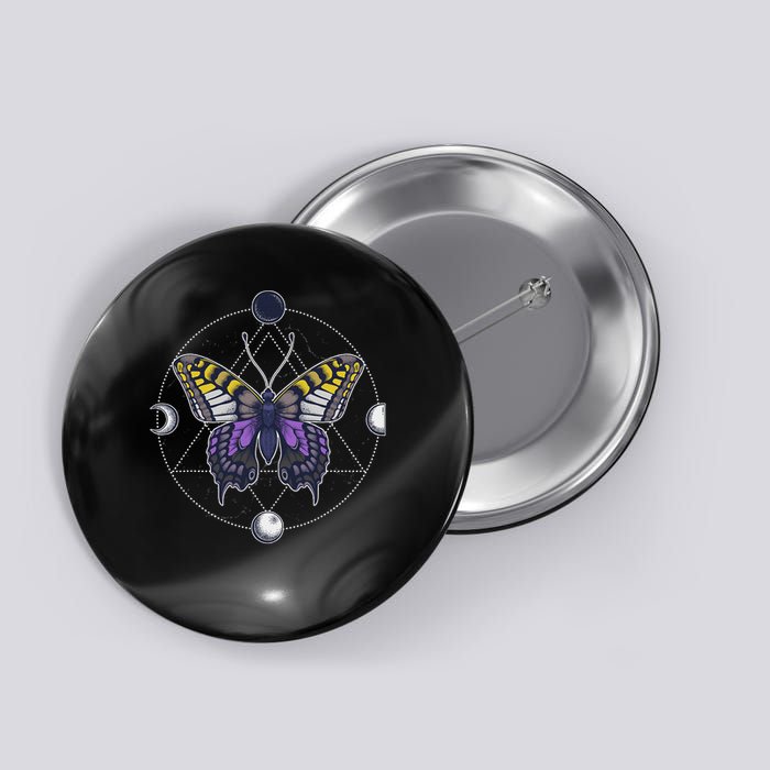 Nonbinary Butterfly Enby Pride Flag Lgbt Subtle Transgender Button