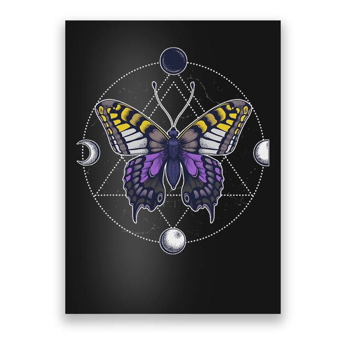 Nonbinary Butterfly Enby Pride Flag Lgbt Subtle Transgender Poster