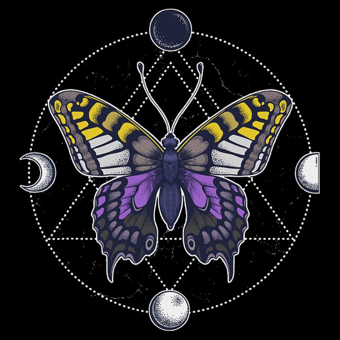 Nonbinary Butterfly Enby Pride Flag Lgbt Subtle Transgender Poster