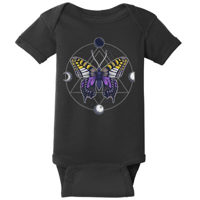 Nonbinary Butterfly Enby Pride Flag Lgbt Subtle Transgender Baby Bodysuit