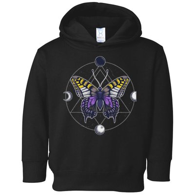 Nonbinary Butterfly Enby Pride Flag Lgbt Subtle Transgender Toddler Hoodie