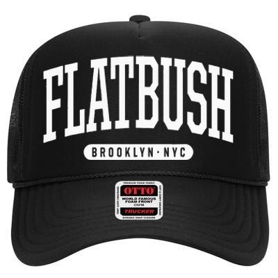 Nyc Borough Flatbush Brooklyn New York High Crown Mesh Back Trucker Hat