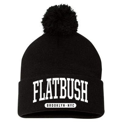 Nyc Borough Flatbush Brooklyn New York Pom Pom 12in Knit Beanie