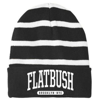 Nyc Borough Flatbush Brooklyn New York Striped Beanie with Solid Band