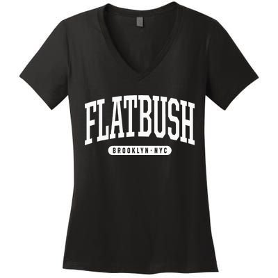 Nyc Borough Flatbush Brooklyn New York Women's V-Neck T-Shirt