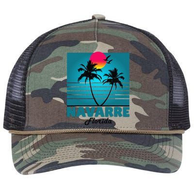 Navarre Beach Florida Fl Summer Seagulls Souvenirs Retro Rope Trucker Hat Cap