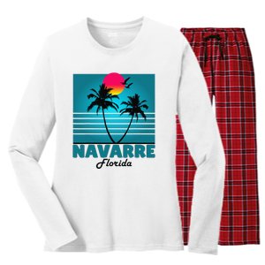 Navarre Beach Florida Fl Summer Seagulls Souvenirs Women's Long Sleeve Flannel Pajama Set 