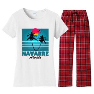 Navarre Beach Florida Fl Summer Seagulls Souvenirs Women's Flannel Pajama Set