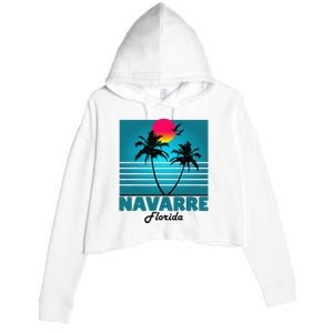 Navarre Beach Florida Fl Summer Seagulls Souvenirs Crop Fleece Hoodie