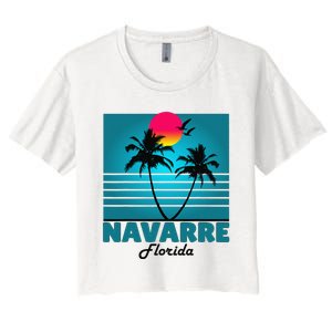 Navarre Beach Florida Fl Summer Seagulls Souvenirs Women's Crop Top Tee