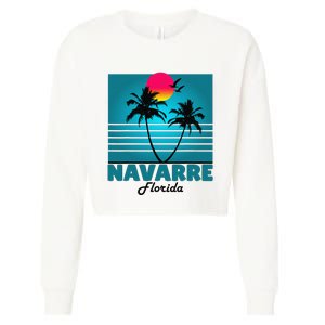 Navarre Beach Florida Fl Summer Seagulls Souvenirs Cropped Pullover Crew