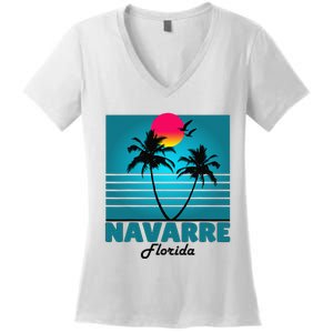 Navarre Beach Florida Fl Summer Seagulls Souvenirs Women's V-Neck T-Shirt