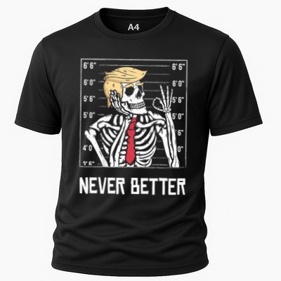 Never Better Funny Skeleton Mugshot America Halloween 2024 Performance Shirt