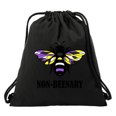 Non Binary Flag Bee Funny Proud Lgbtq Ally Nonbinary Pride Gift Drawstring Bag