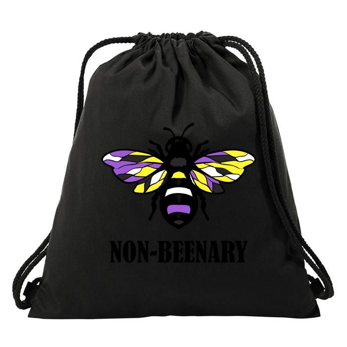 Non Binary Flag Bee Funny Proud Lgbtq Ally Nonbinary Pride Gift Drawstring Bag
