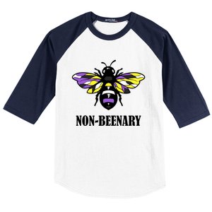 Non Binary Flag Bee Funny Proud Lgbtq Ally Nonbinary Pride Gift Baseball Sleeve Shirt