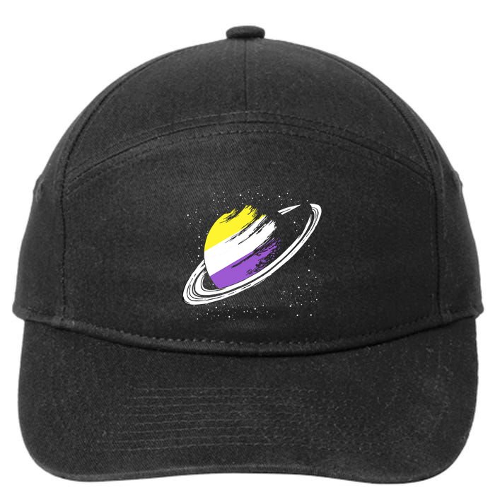 Non Binary Flag Pride Saturn Equality Lgbt Non Binary Cool Gift 7-Panel Snapback Hat