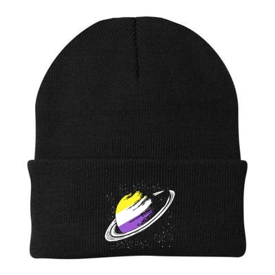 Non Binary Flag Pride Saturn Equality Lgbt Non Binary Cool Gift Knit Cap Winter Beanie
