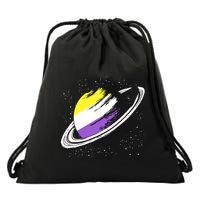 Non Binary Flag Pride Saturn Equality Lgbt Non Binary Cool Gift Drawstring Bag