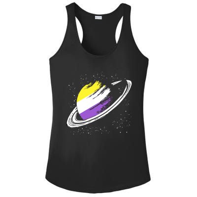 Non Binary Flag Pride Saturn Equality Lgbt Non Binary Cool Gift Ladies PosiCharge Competitor Racerback Tank