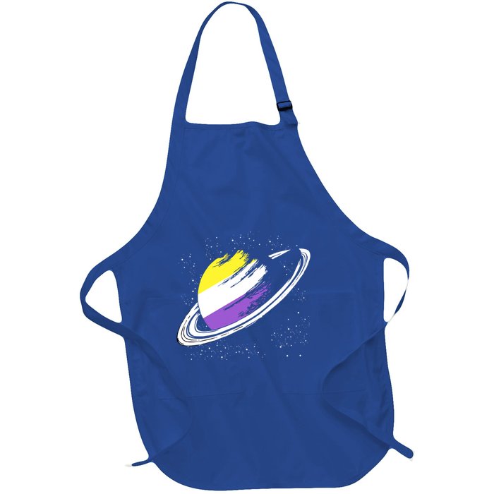 Non Binary Flag Pride Saturn Equality Lgbt Non Binary Cool Gift Full-Length Apron With Pockets