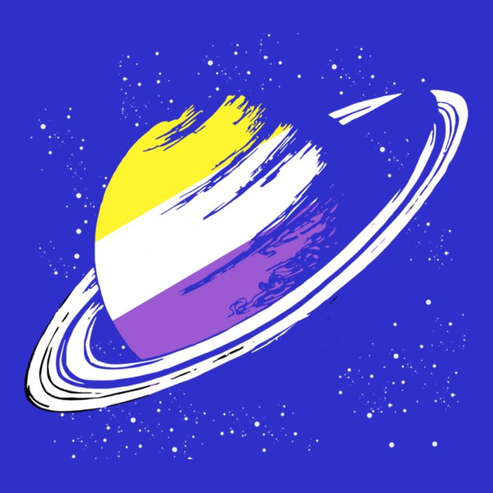 Non Binary Flag Pride Saturn Equality Lgbt Non Binary Cool Gift Full-Length Apron With Pockets