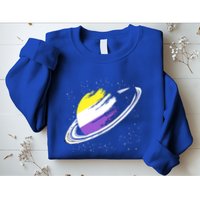 Non Binary Flag Pride Saturn Equality Lgbt Non Binary Cool Gift Sweatshirt