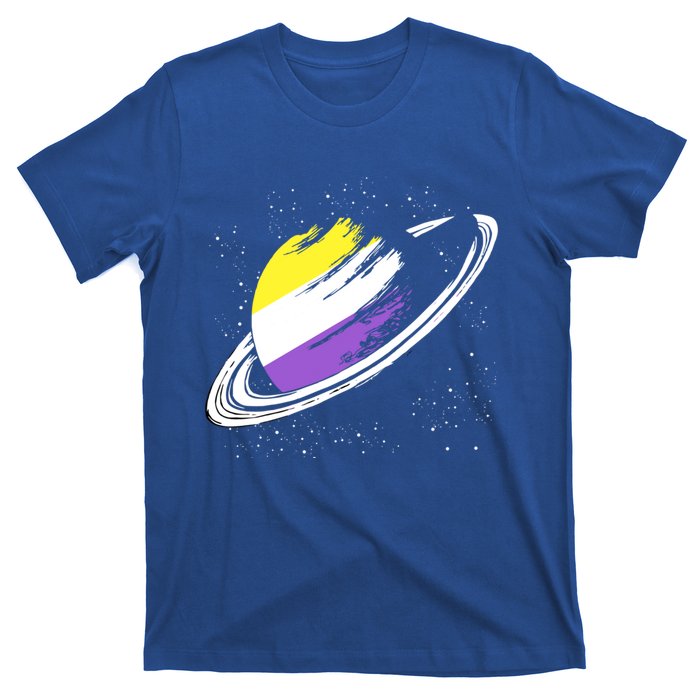 Non Binary Flag Pride Saturn Equality Lgbt Non Binary Cool Gift T-Shirt