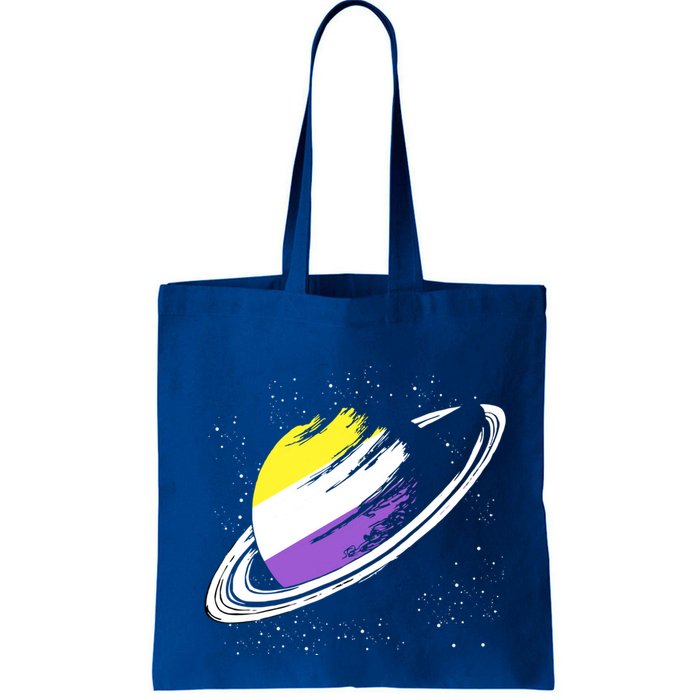 Non Binary Flag Pride Saturn Equality Lgbt Non Binary Cool Gift Tote Bag