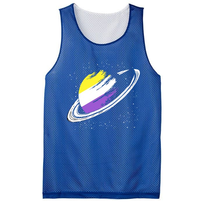 Non Binary Flag Pride Saturn Equality Lgbt Non Binary Cool Gift Mesh Reversible Basketball Jersey Tank