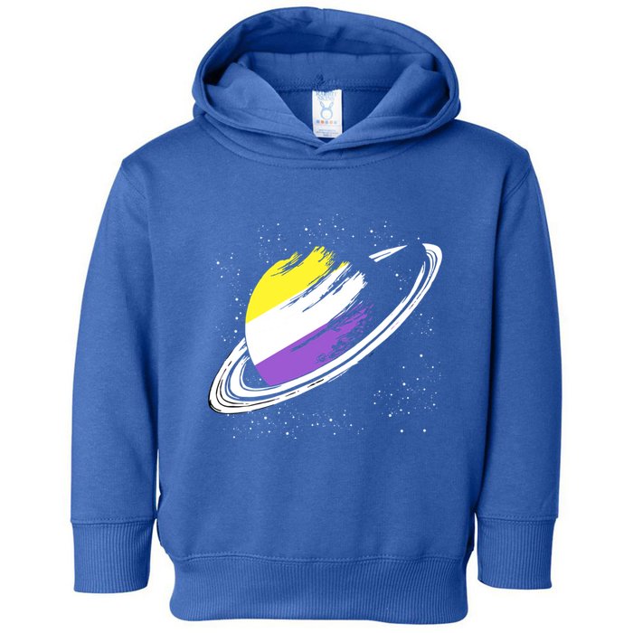 Non Binary Flag Pride Saturn Equality Lgbt Non Binary Cool Gift Toddler Hoodie