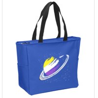 Non Binary Flag Pride Saturn Equality Lgbt Non Binary Cool Gift Zip Tote Bag