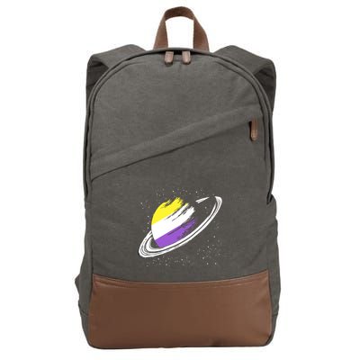 Non Binary Flag Pride Saturn Equality Lgbt Non Binary Cool Gift Cotton Canvas Backpack