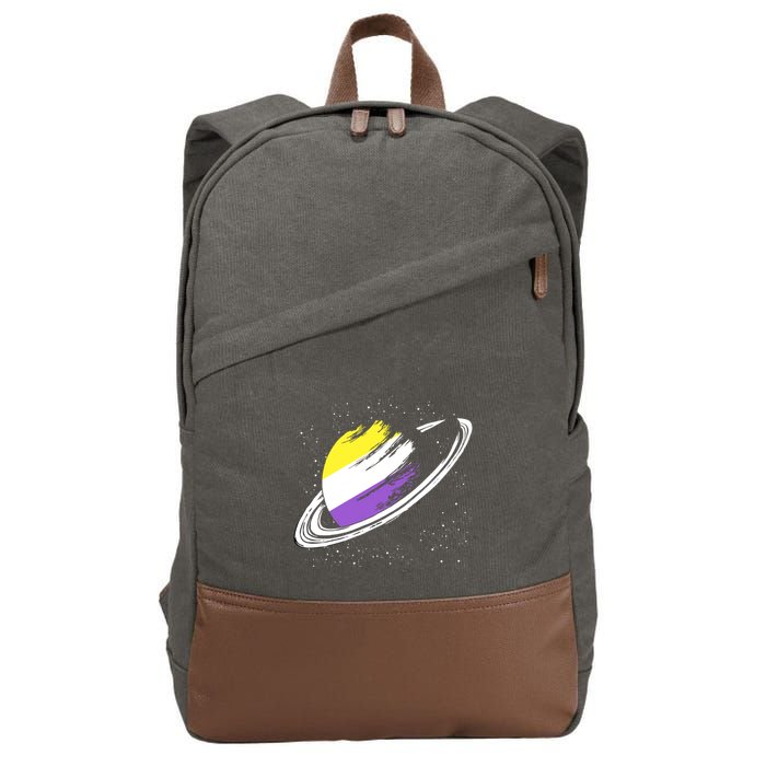 Non Binary Flag Pride Saturn Equality Lgbt Non Binary Cool Gift Cotton Canvas Backpack