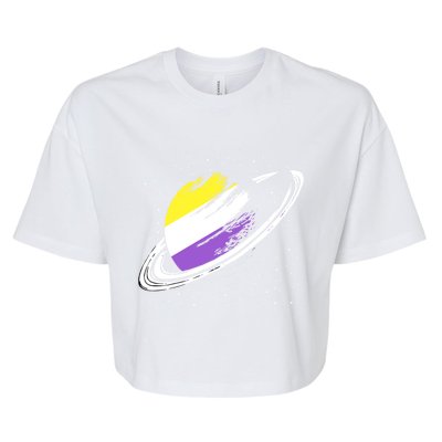 Non Binary Flag Pride Saturn Equality Lgbt Non Binary Cool Gift Bella+Canvas Jersey Crop Tee