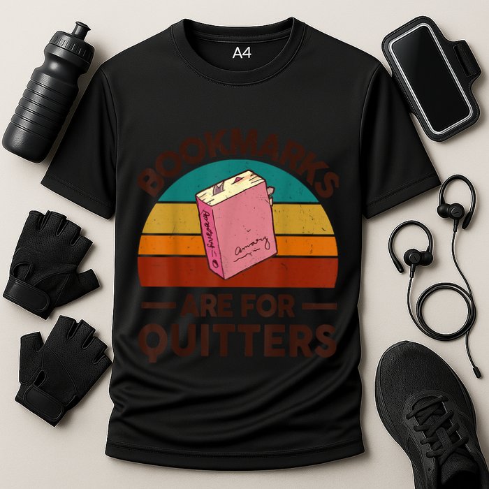 Nerdy Bookmarks For Quitter BookShirt Funny Teacher Reading Cooling Performance Crew T-Shirt