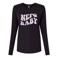 NEPO BABY Funny Nepotism Wavy Vintage Trending Meme Womens Cotton Relaxed Long Sleeve T-Shirt