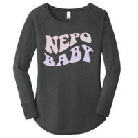 NEPO BABY Funny Nepotism Wavy Vintage Trending Meme Women's Perfect Tri Tunic Long Sleeve Shirt