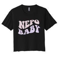 NEPO BABY Funny Nepotism Wavy Vintage Trending Meme Women's Crop Top Tee